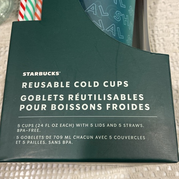 Starbucks Lot, Glass Cold Beverage Bottle and Holiday Cold Cup Set of 5 - Picture 2 of 6